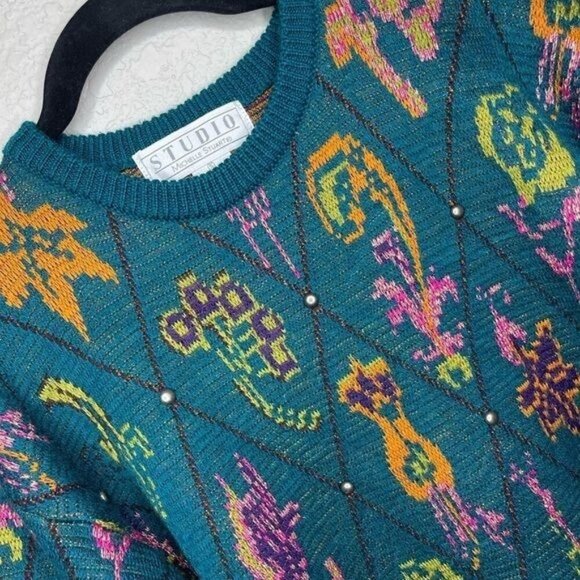 VINTAGE Michelle Stuart Wool Blend Sweater Size Small Granny Grandma Grannycore - Picture 3 of 9